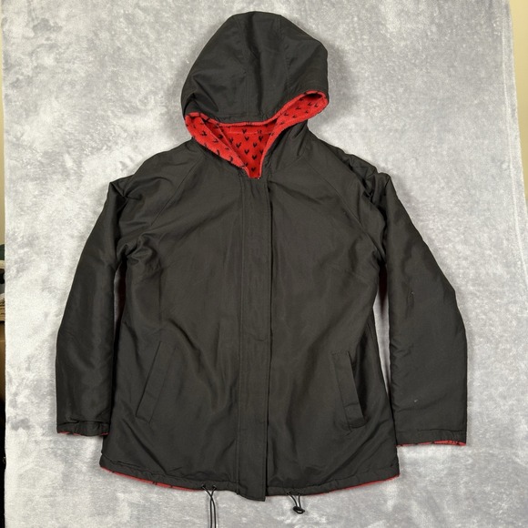 VTG Black Mountain Deep Pile Fleece Jacket Small Red Nordic Fair Isle Reversible - Picture 4 of 9